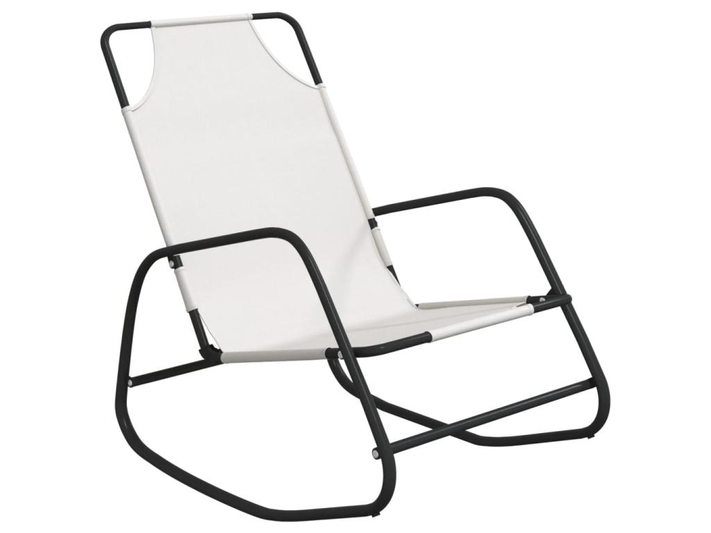 Sillón mecedora Crema Acero y textileno