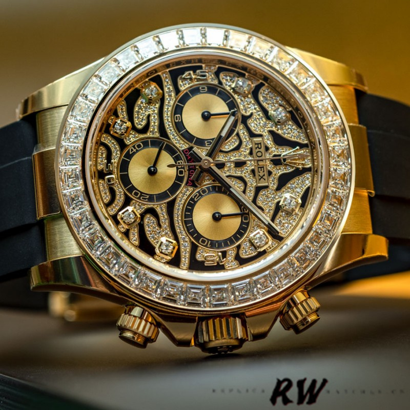 Rolex Cosmograph Daytona 116588 Yellow Gold Black Rubber Strap 40mm Mens Replica Watch