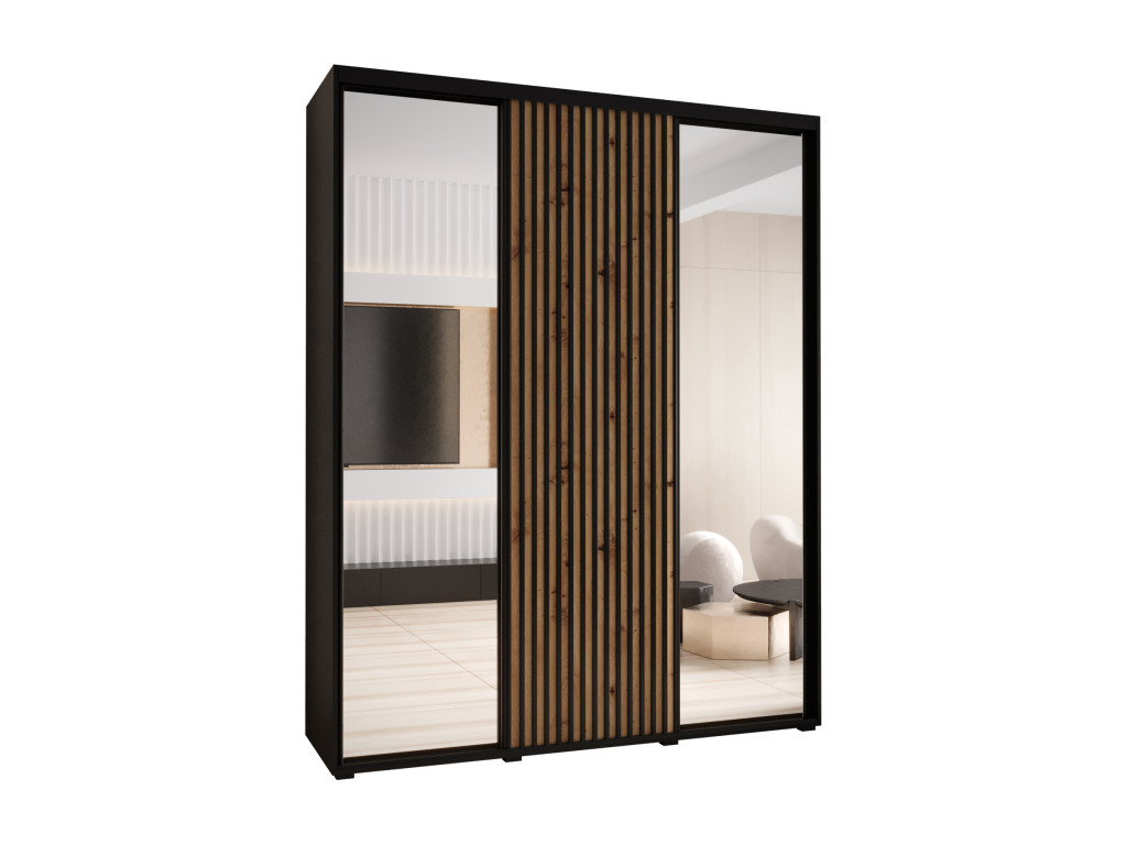 ARMARIO SAPPORO 2 DE PUERTAS CORREDERAS 205,2/190/60 3 puertas (negro/negro)