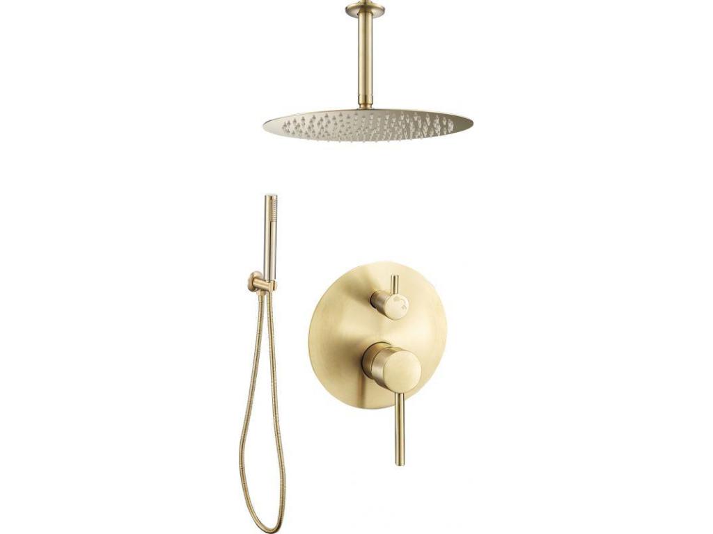 Conjunto de ducha empotrada techo monomando SLIGO oro cepillado Ø 25cm Dorado