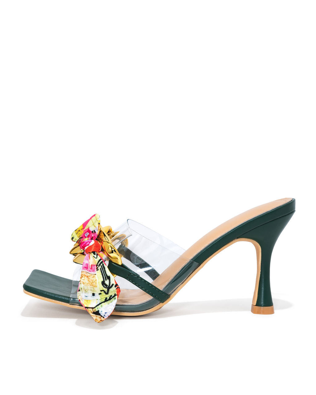 Moretti Scarf Chain Heeled Sandal - Hunter Green - FINAL SALE - Se7enfashion