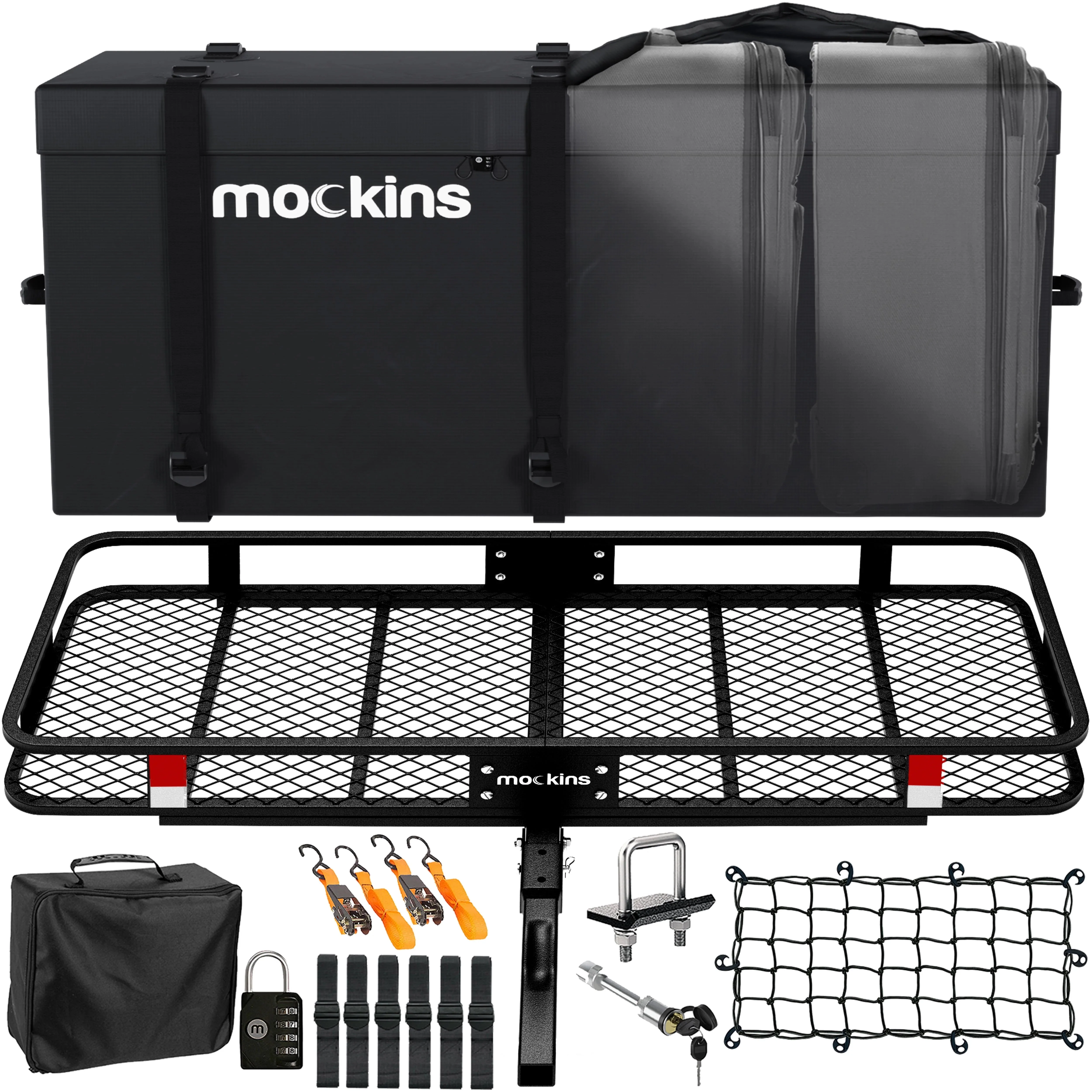 Mockins XL Trailer Hitch Cargo Carrier - 500 lbs, 60x24x6 in, 25 Cu. Ft. Bag