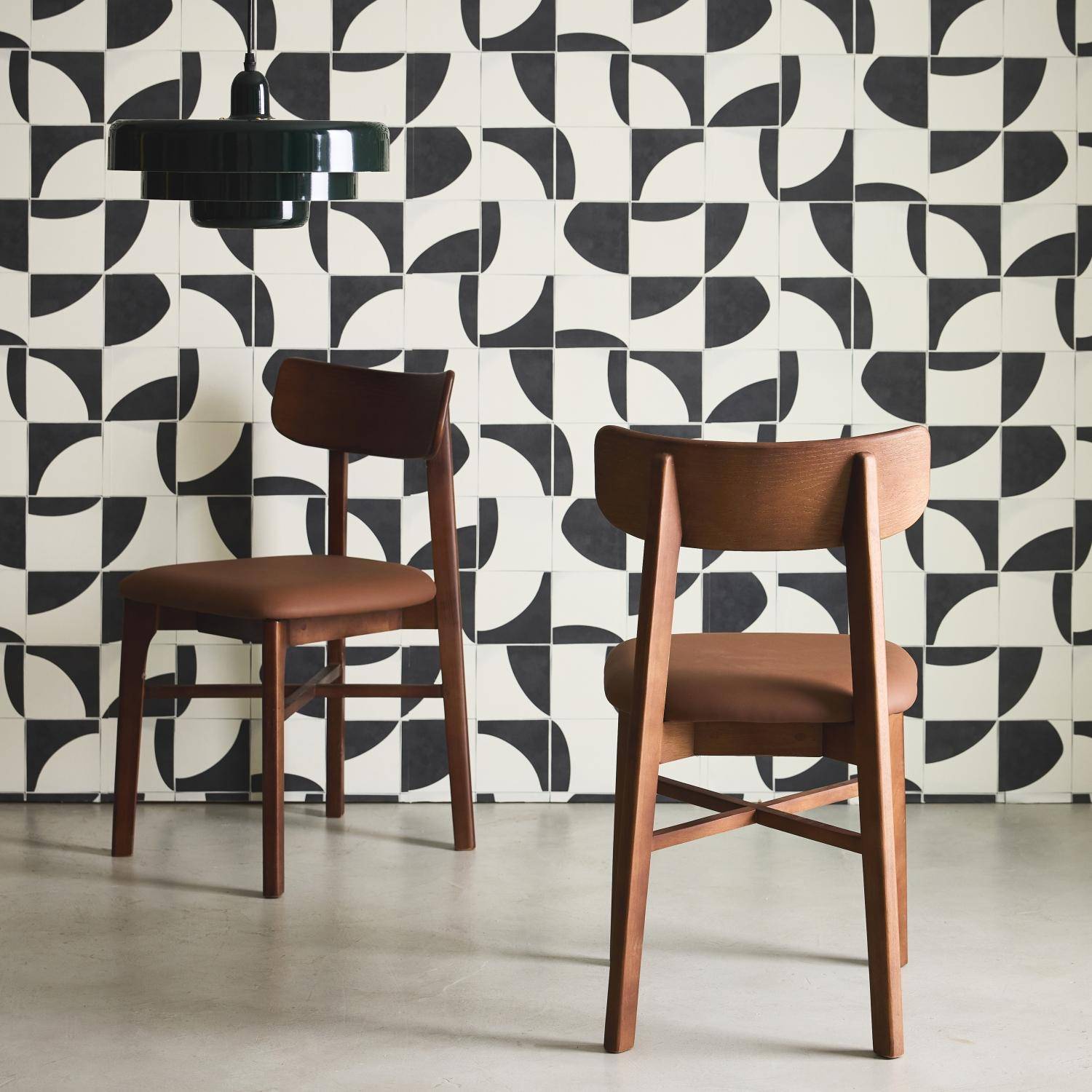 Thea - Sillas de madera de hevea y polipiel, set de 2