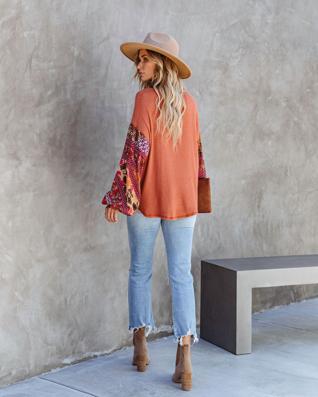Tanner Ribbed Floral Contrast Top - Se7enfashion