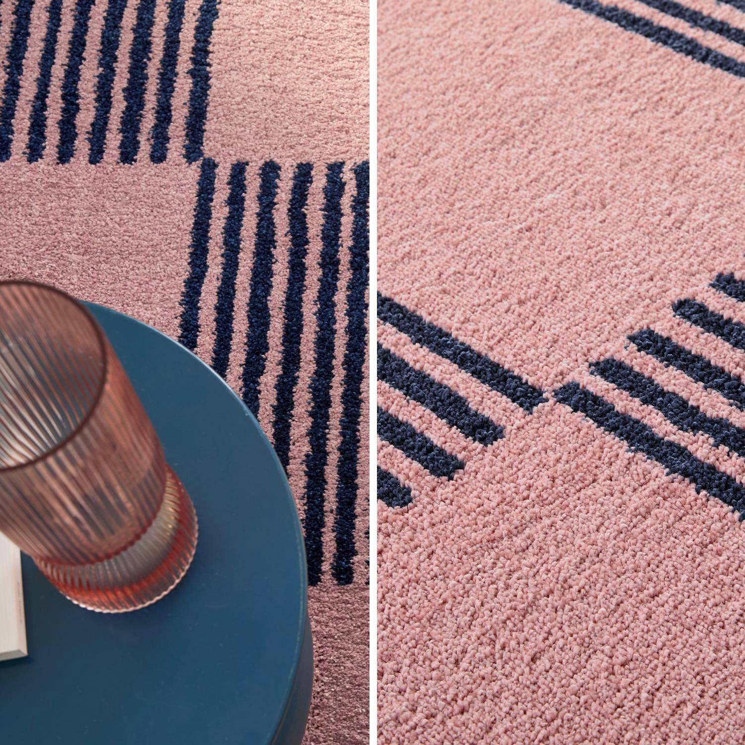 Fergew - Alfombra interior con motivo damero azul y rosa
