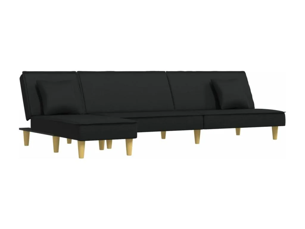 Sofá cama en forma de L confeccionado en tela negra dimensiones 255x140x70 cm hcic61952