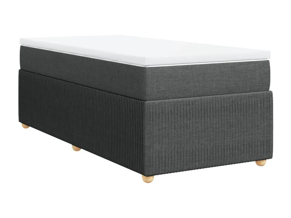 Cama box spring con colchón tela gris oscuro 90x200 cm ruk3522297
