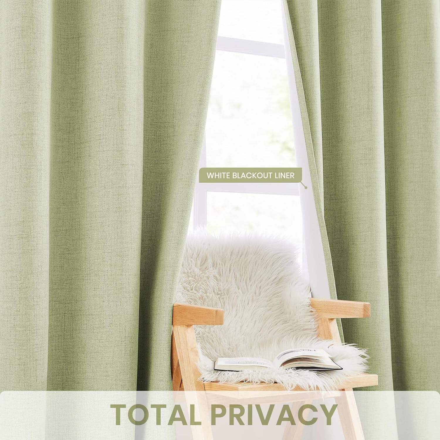Modern Blackout Window Curtains Linen Texture Thermal Insulated For Bedroom Living Room