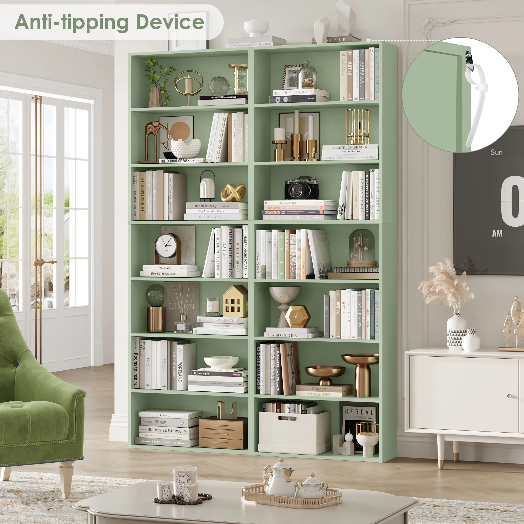 Homfa 82" Tall Bookcases, Freestanding Display Storage Shelves, 7-Tier Open Bookshelf for Home Office Living Room Bedroom, White - Image 25