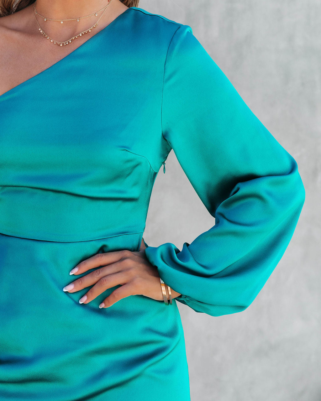 Venus Satin One Shoulder Mini Dress - Teal - FINAL SALE - Se7enfashion
