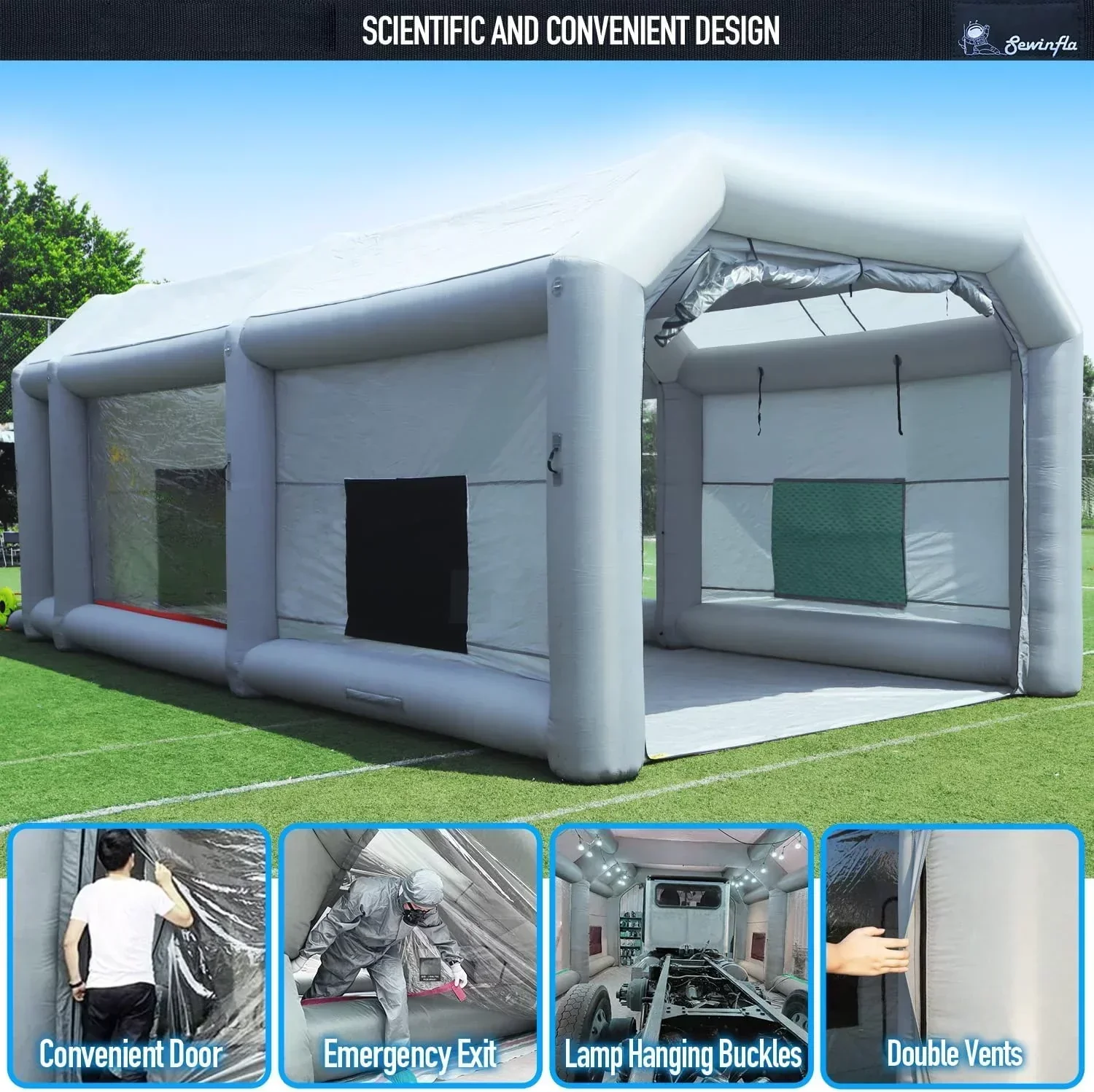 Sewinfla Inflatable Spray Booth 30x20x13Ft With Air Filter System And Blowers - Image 3 Sewinfla Inflatable Spray Booth 30x20x13Ft With Air Filter System And Blowers - Image 3