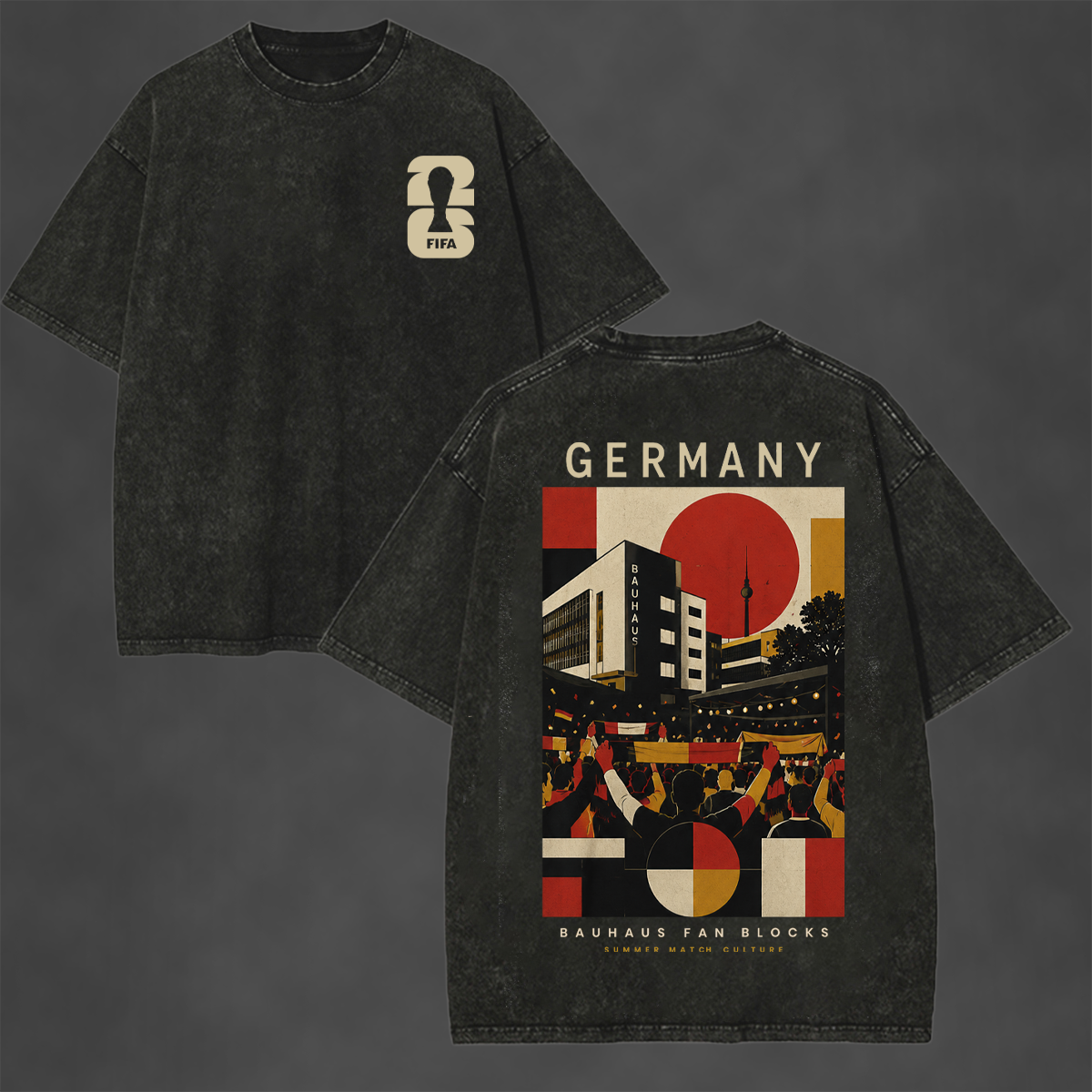 Bauhaus Fan Blocks Printed Unisex Washed T-Shirt