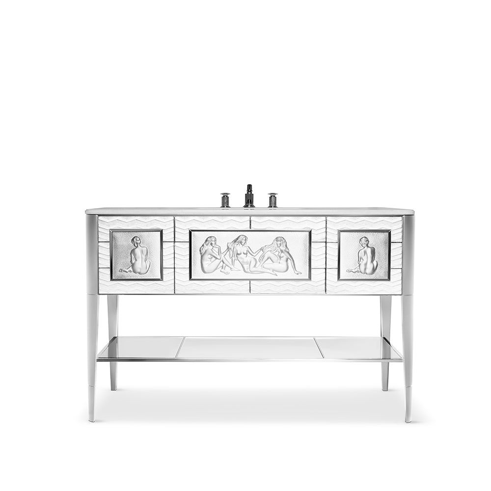 VANITY CAUSEUSES PAR PIERRE-YVES ROCHON - CRISTAL, MARBRE ET NICKEL BRILLANT