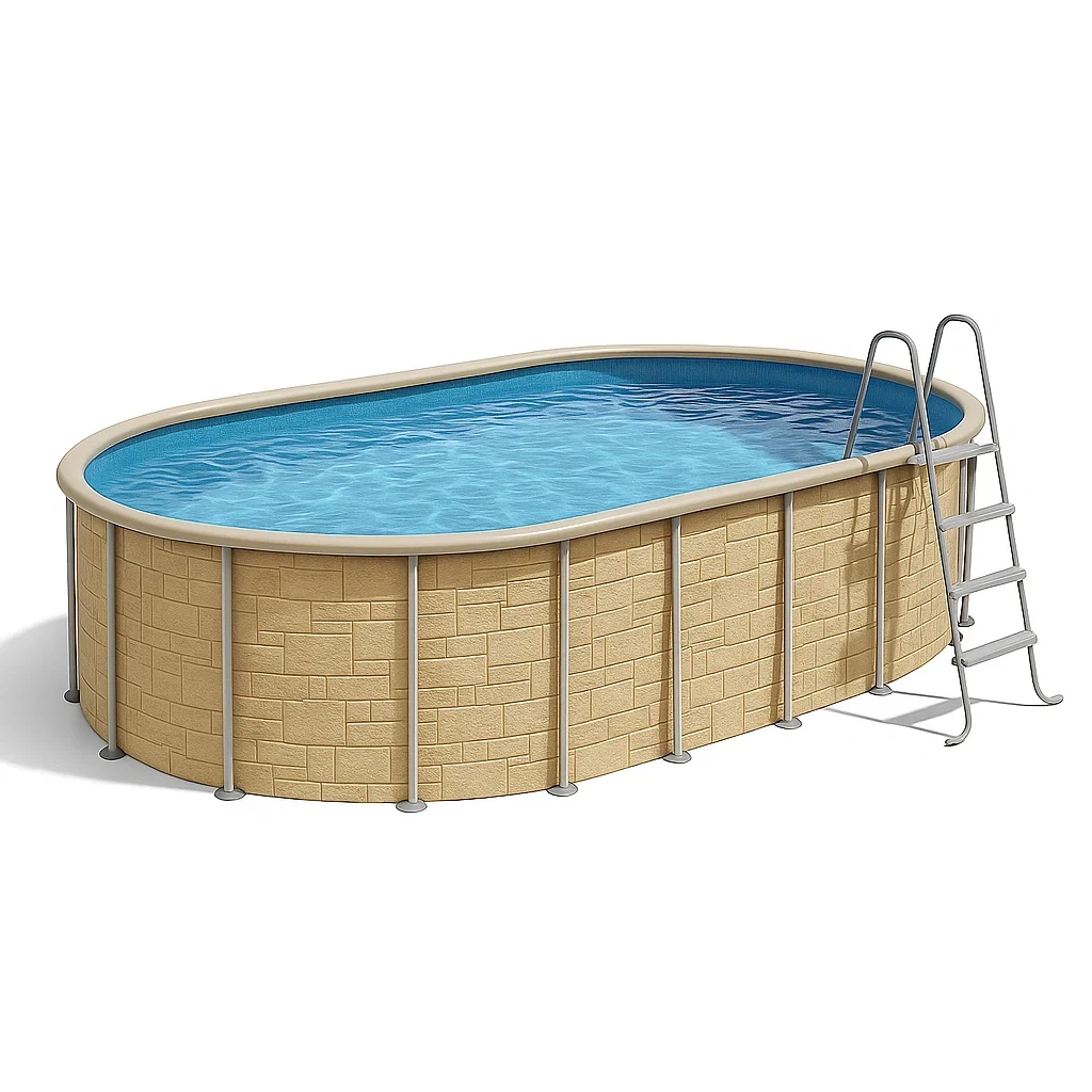Piscina tubular ovalada 418x243x98 cm, color beige zlElZrR129Gw