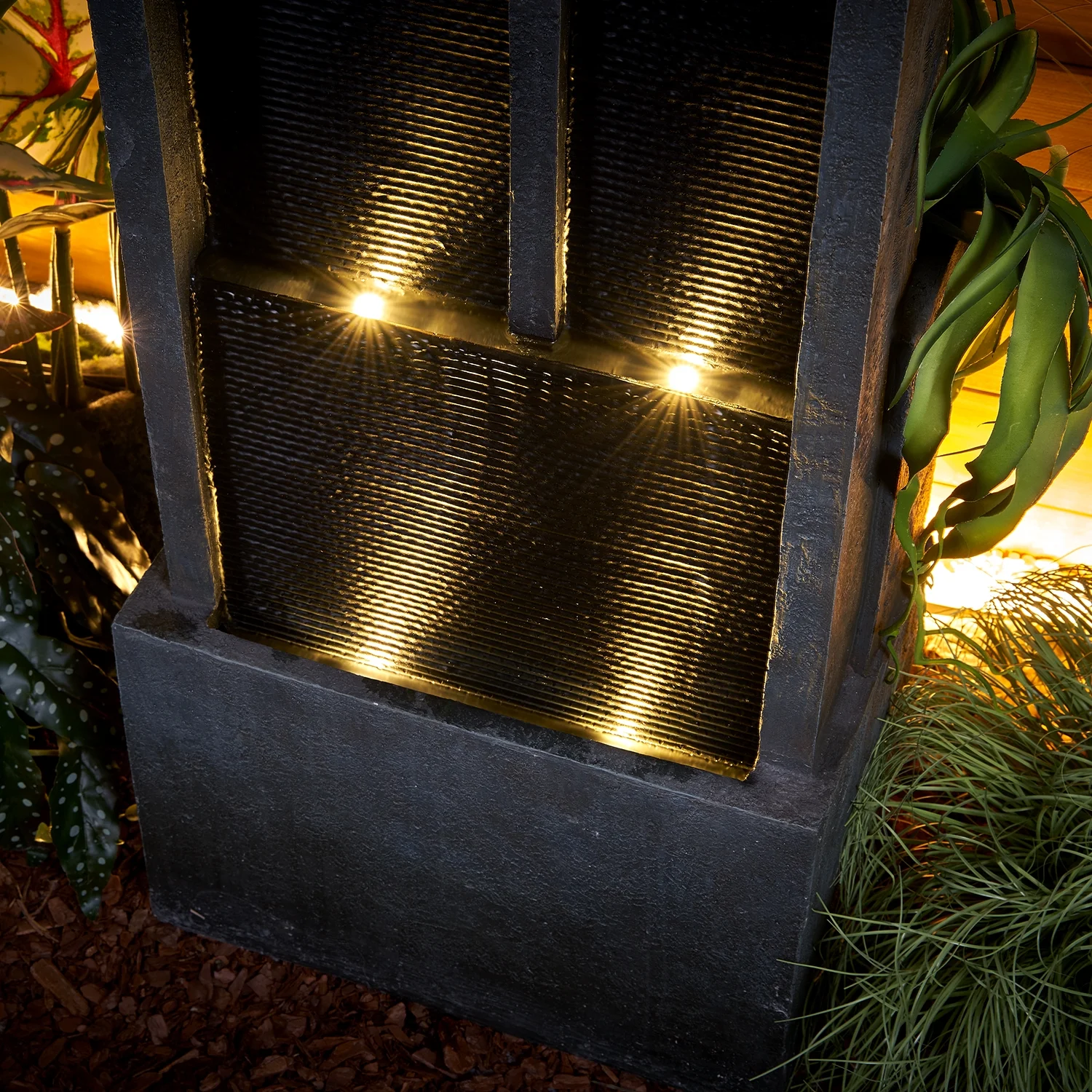 4-Tier Water Fountain with LED Lights - 50.7" H Waterfall Fountain Indoor Outdoor Water Feature for Home, Patio, Garden - Image 6