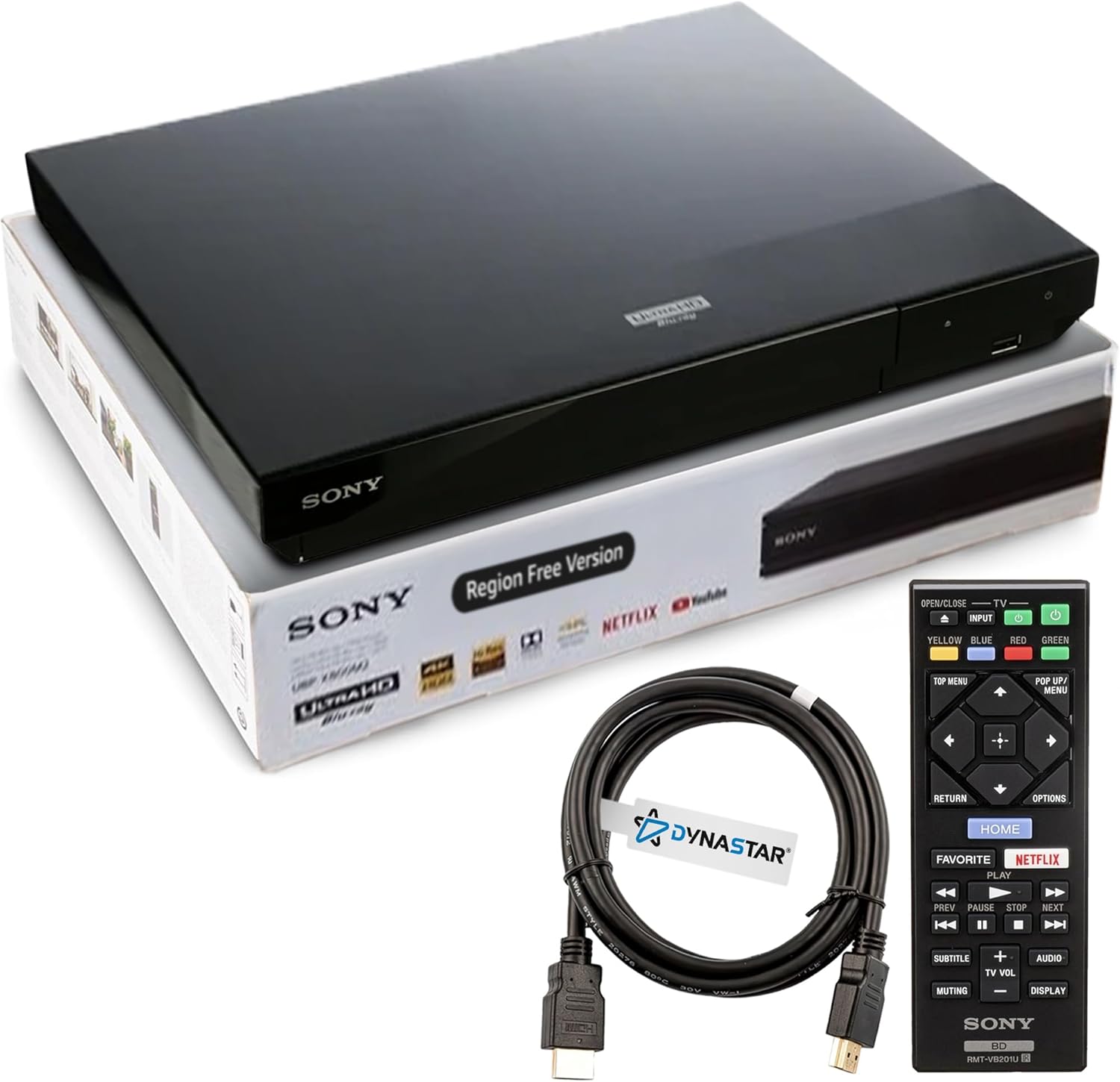 WAYFAIR Region Free 4K UHD Blu-Ray Player Compatible With Sony UBP-X800M2 | Ultra HD 4K, 3D, WiFi, Dolby Vision, Bluetooth, Multi Region | Blu-Ray A, B, C | DVD Regions 0-8 | Dynastar 6FT HDMI Bundle