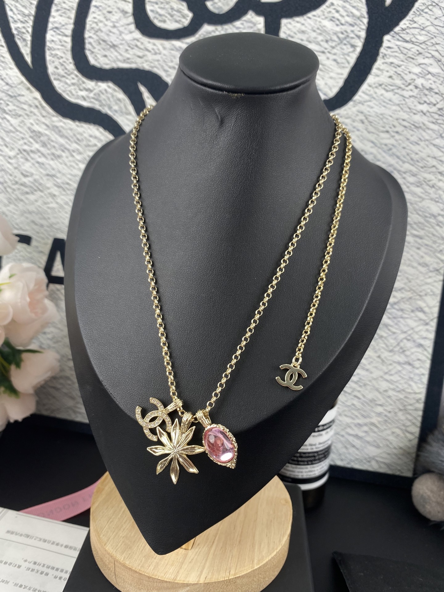 Chanel Pink Diamond Sunflower CC Pendant Necklace - Original Replica Club