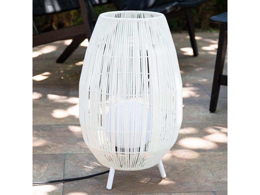 Lámpara de Mesa para Exterior Ratán Annecy Blanco
