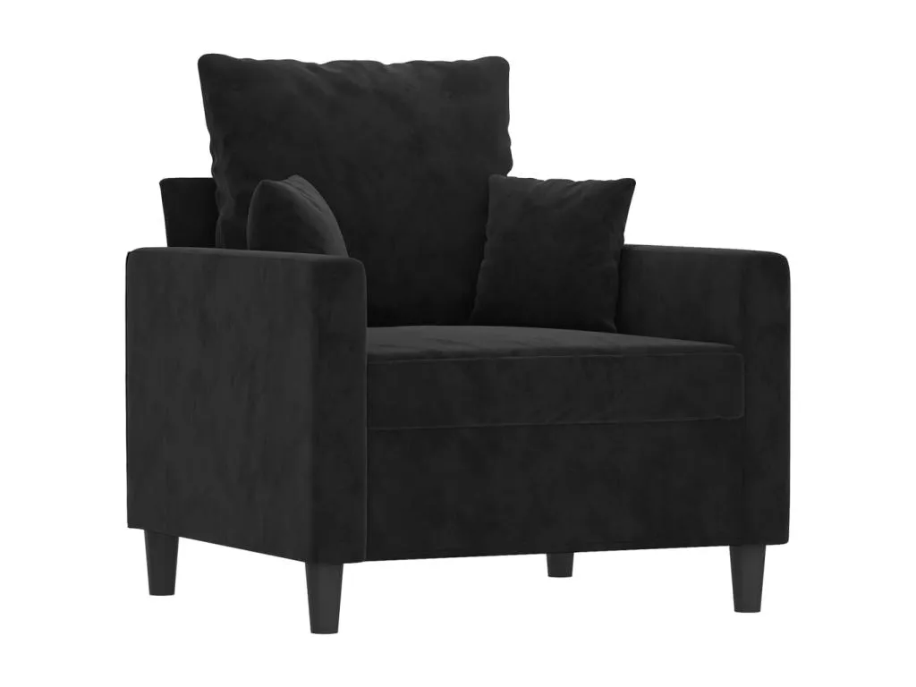 Sillón de terciopelo negro 60 cm