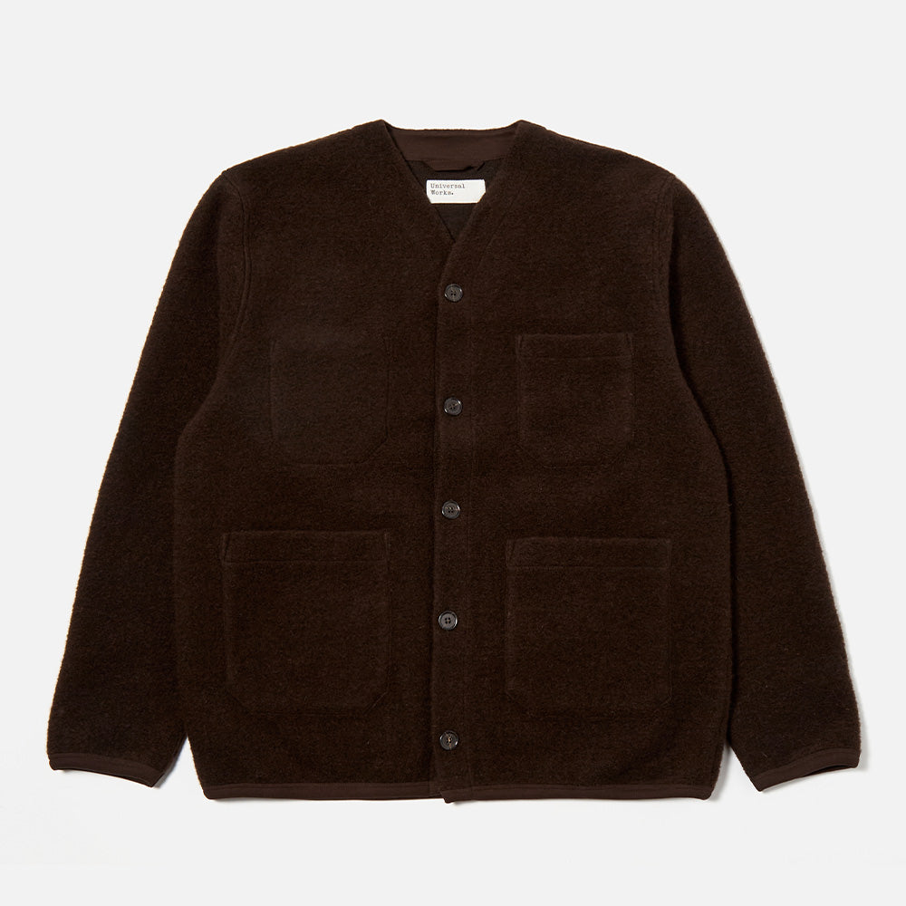 Universal Works - Cardigan Laine - Marron