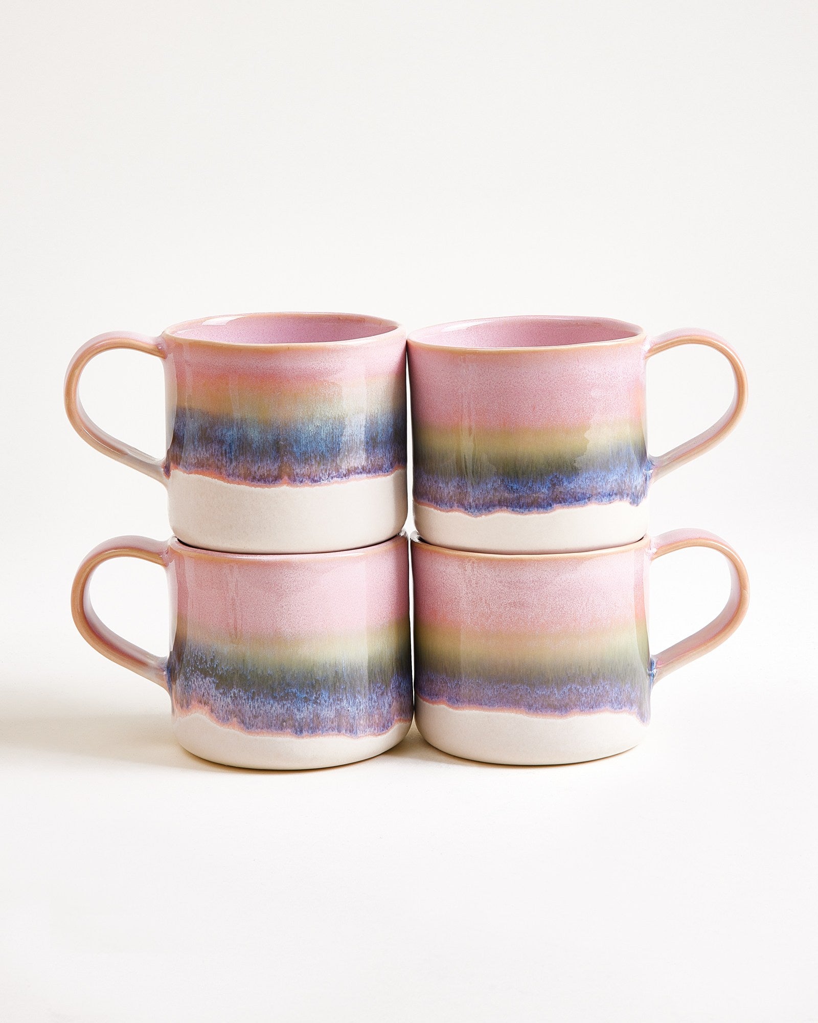Nódoa Tasse groß dipped rosa grün 4er-Set