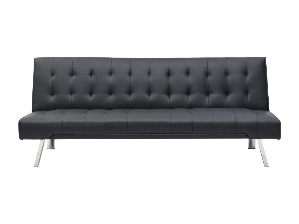 Sofá cama de piel sintética negro