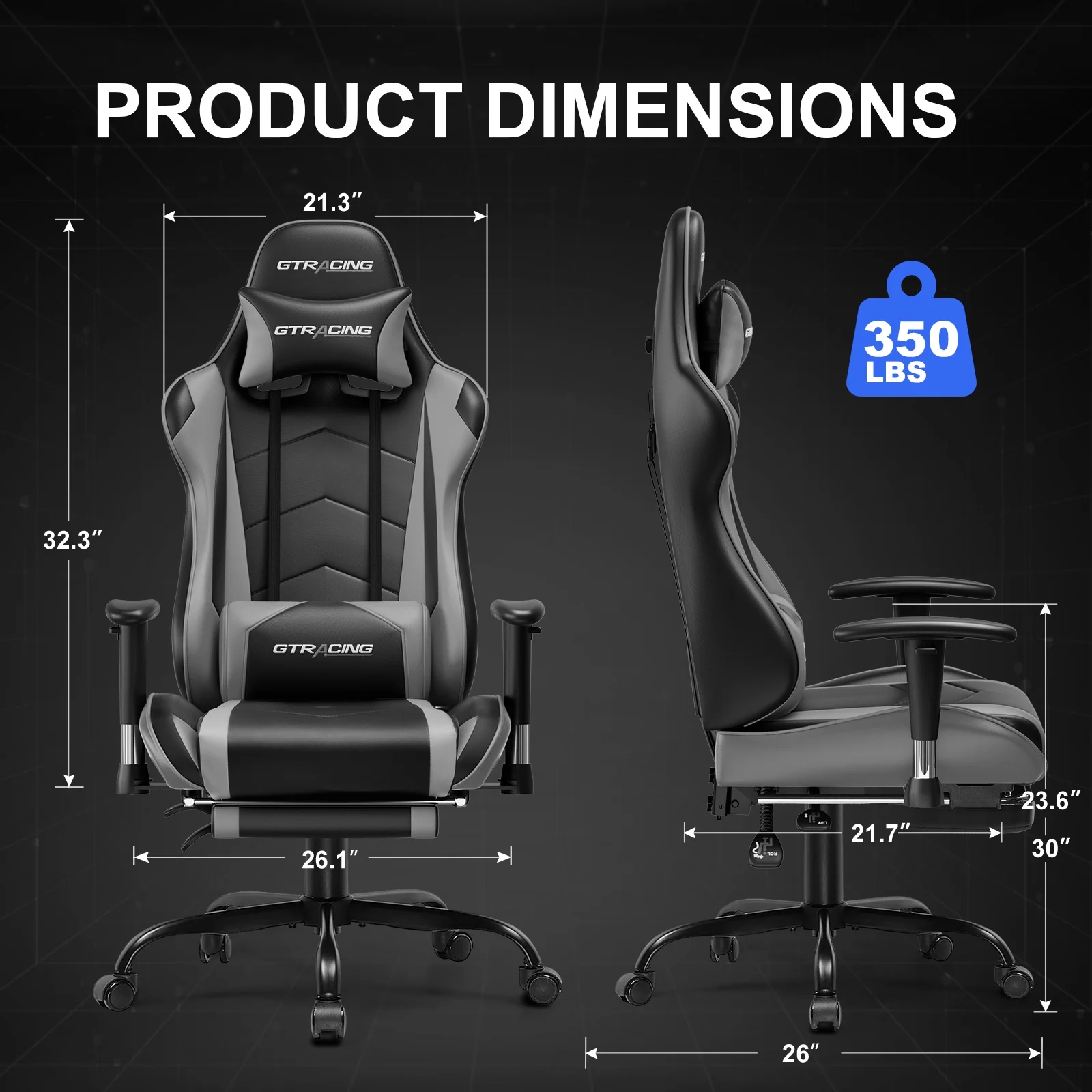 GTRACING Gaming Chair, Ergonomic Office Desk Chair with Lumbar Support, PU Leather, Footrest & Adjustable Headrest, Red - Image 69