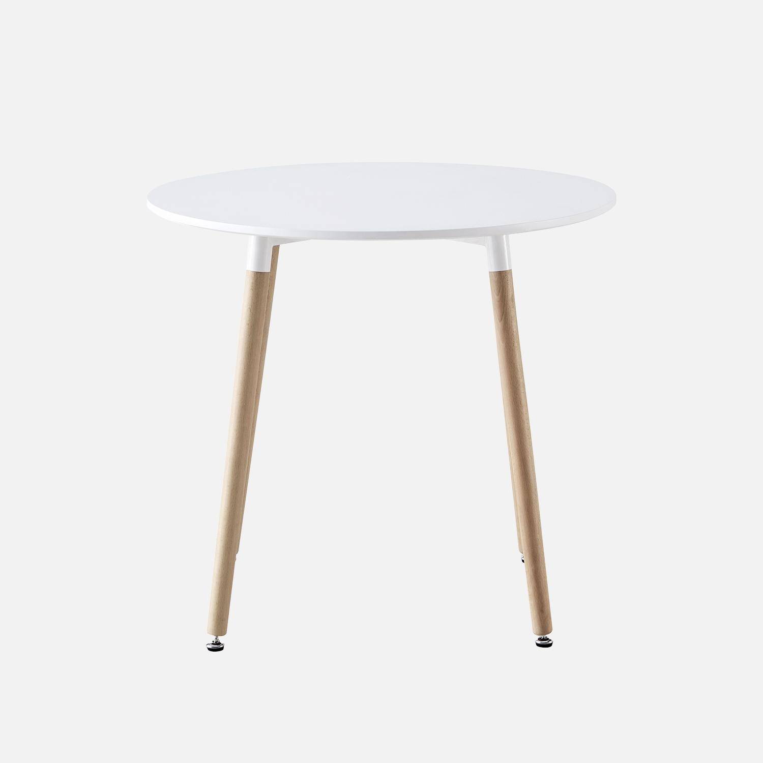 Hedvig - Mesa de comedor redonda de MDF y madera de haya, 80cm
