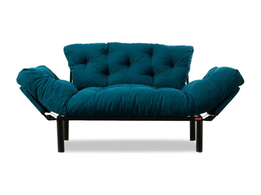 Sofá cama 2 plazas Alkifurniturees Sofá transformable Sofá para invitados Sillón cama con almacenaje 155x70 h85 cm Azul claro 87202BUZL