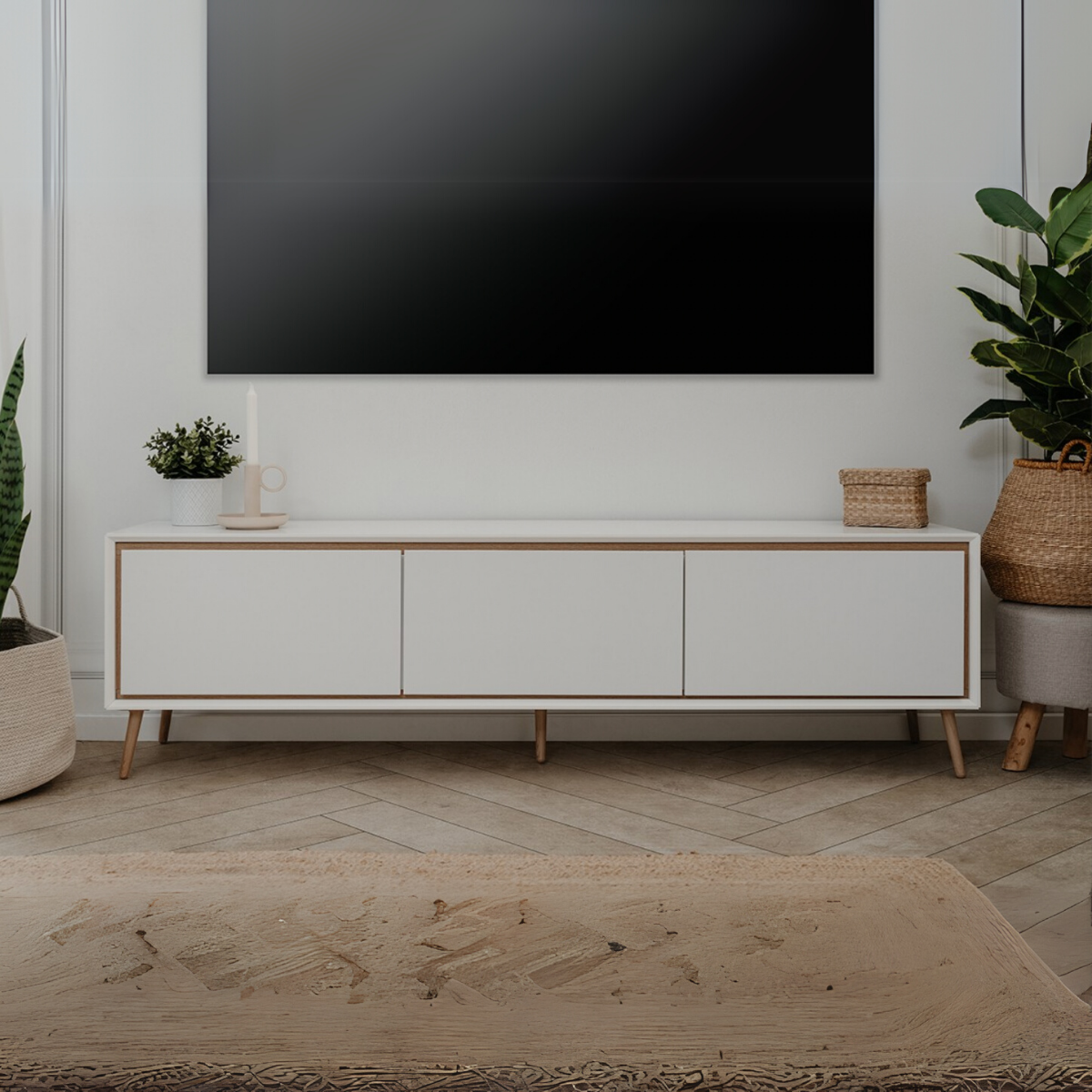 Calicosy - TV-Meubel ARONA- 175 cm - Houtlook & Wit