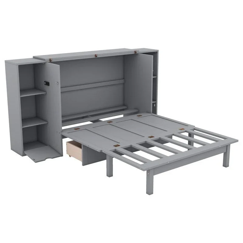 Murphy Wall Bed with Storage Shelves Drawers and USB Charging