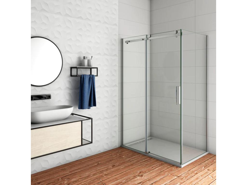 Mampara de ducha corredera+panel lateral,vidrio 8mm antical,(1525-1545)x(683-703)x1950mm