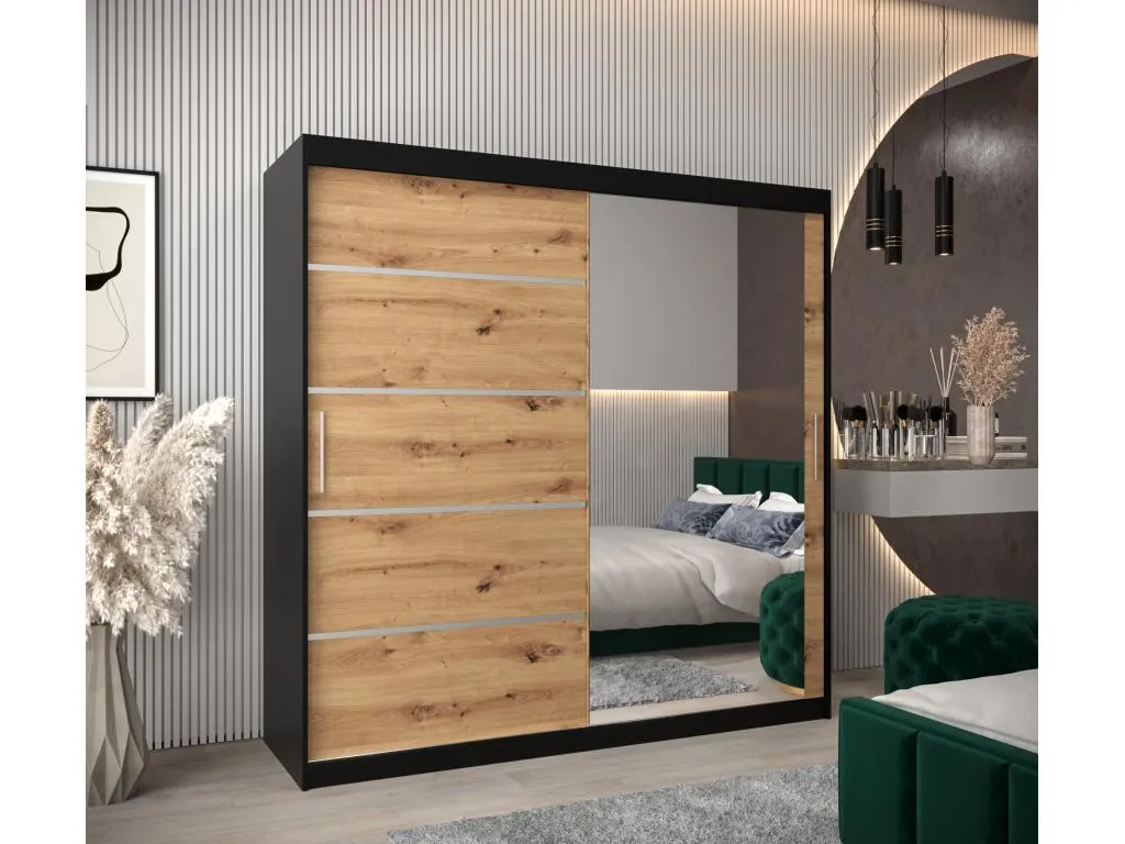ARMARIO Habitarluz 2 DE PUERTAS CORREDERAS 200/200/62 2 puertas (negro/artisan) 68494GIDS