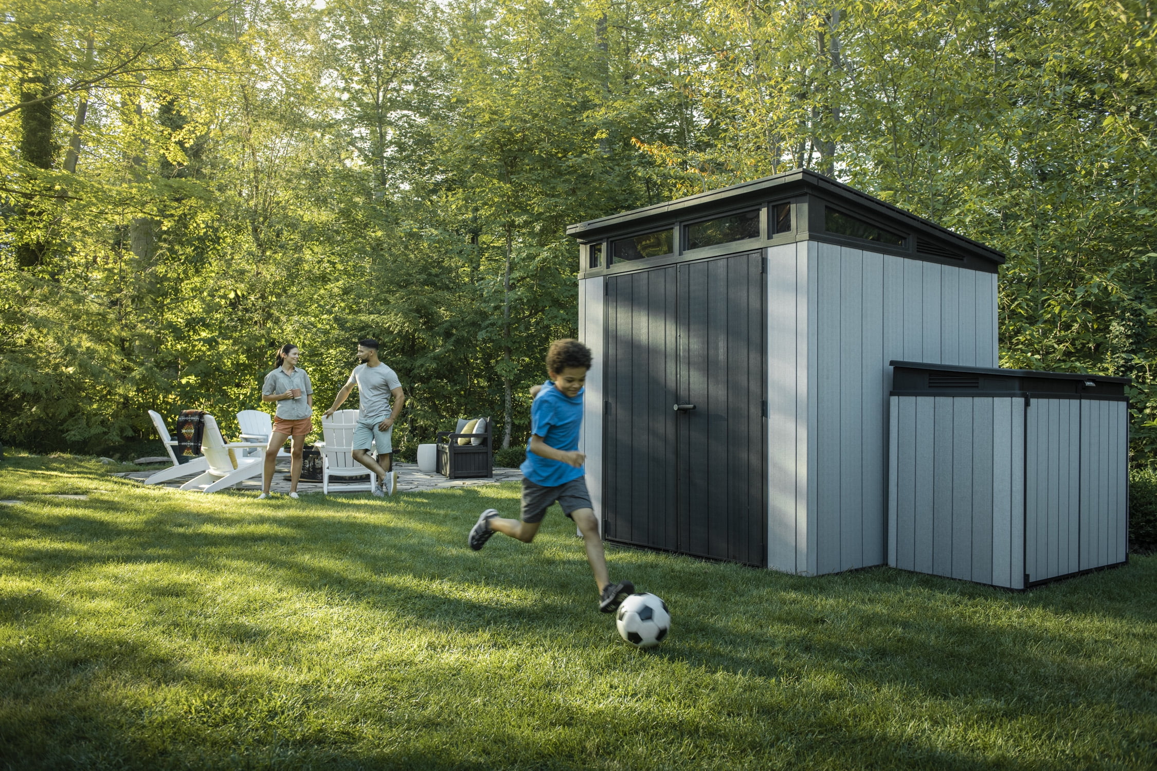 Keter Artisan 9x7 Foot Large Outdoor Shed & Floor w/Modern Design, Grey - Image 17
