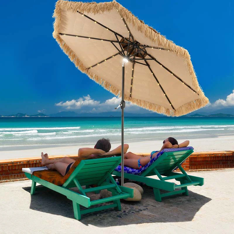 Eletriclife 9FT Thatched Tiki Patio Umbrella with 33 LED Lights