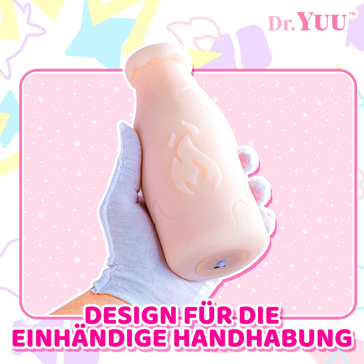 Dr.YUU Milchflaschen-Masturbator mit kompakter Form und ergonomischem Design für eine komfortable Einhandbedienung