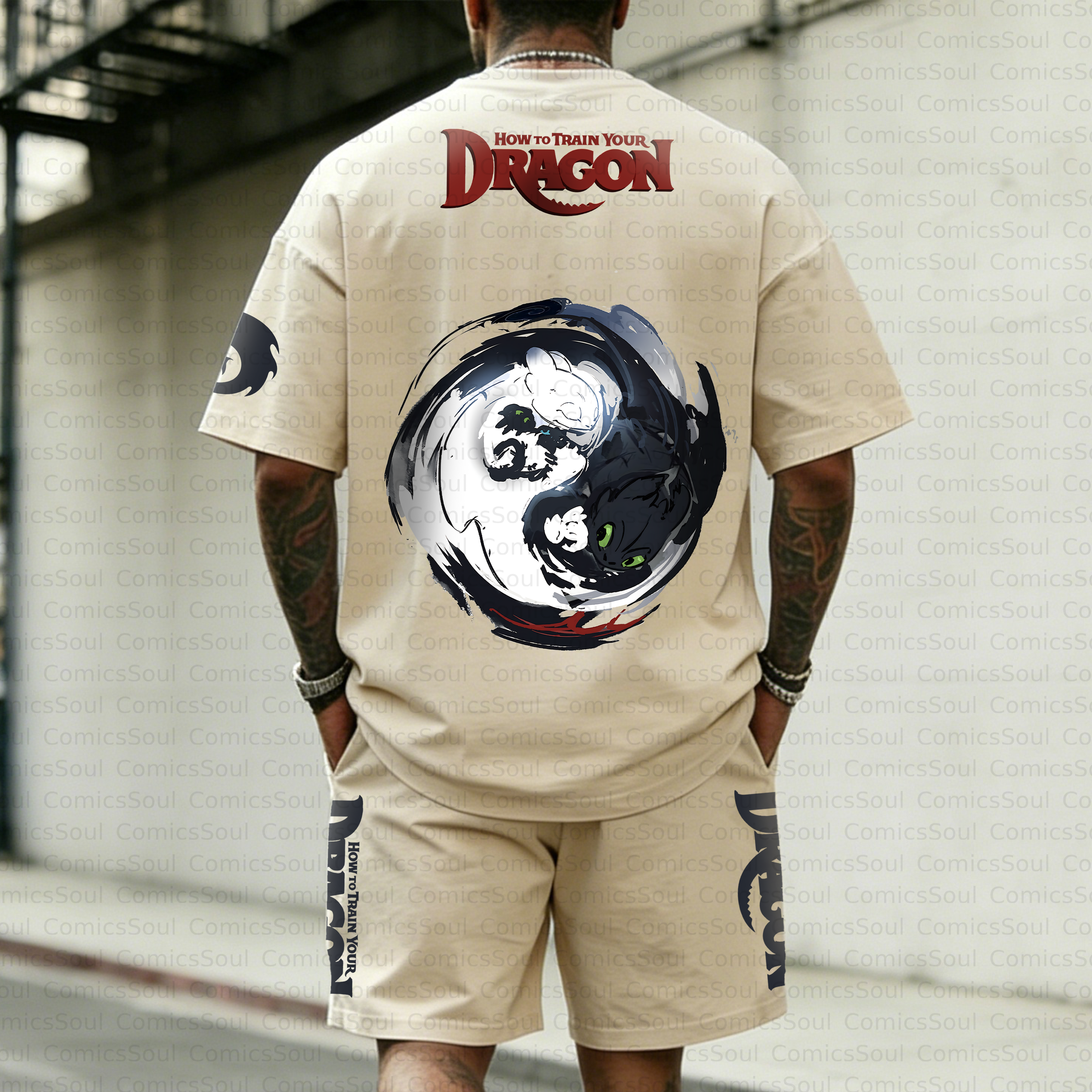 Unisex Anime Inspired Vintage T-shirt& Shorts 2 Pieces Set