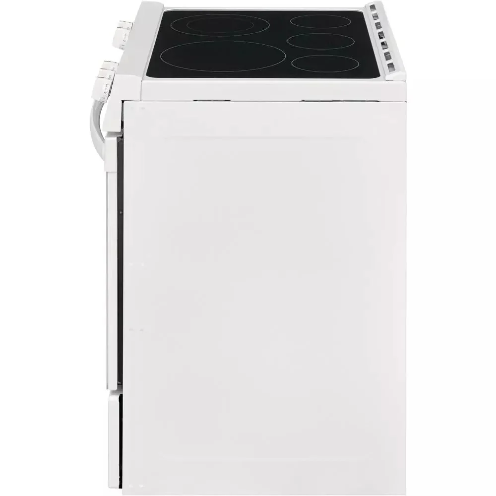 30 in. 5.0 cu. ft. Single Oven White with NVS Black Glass