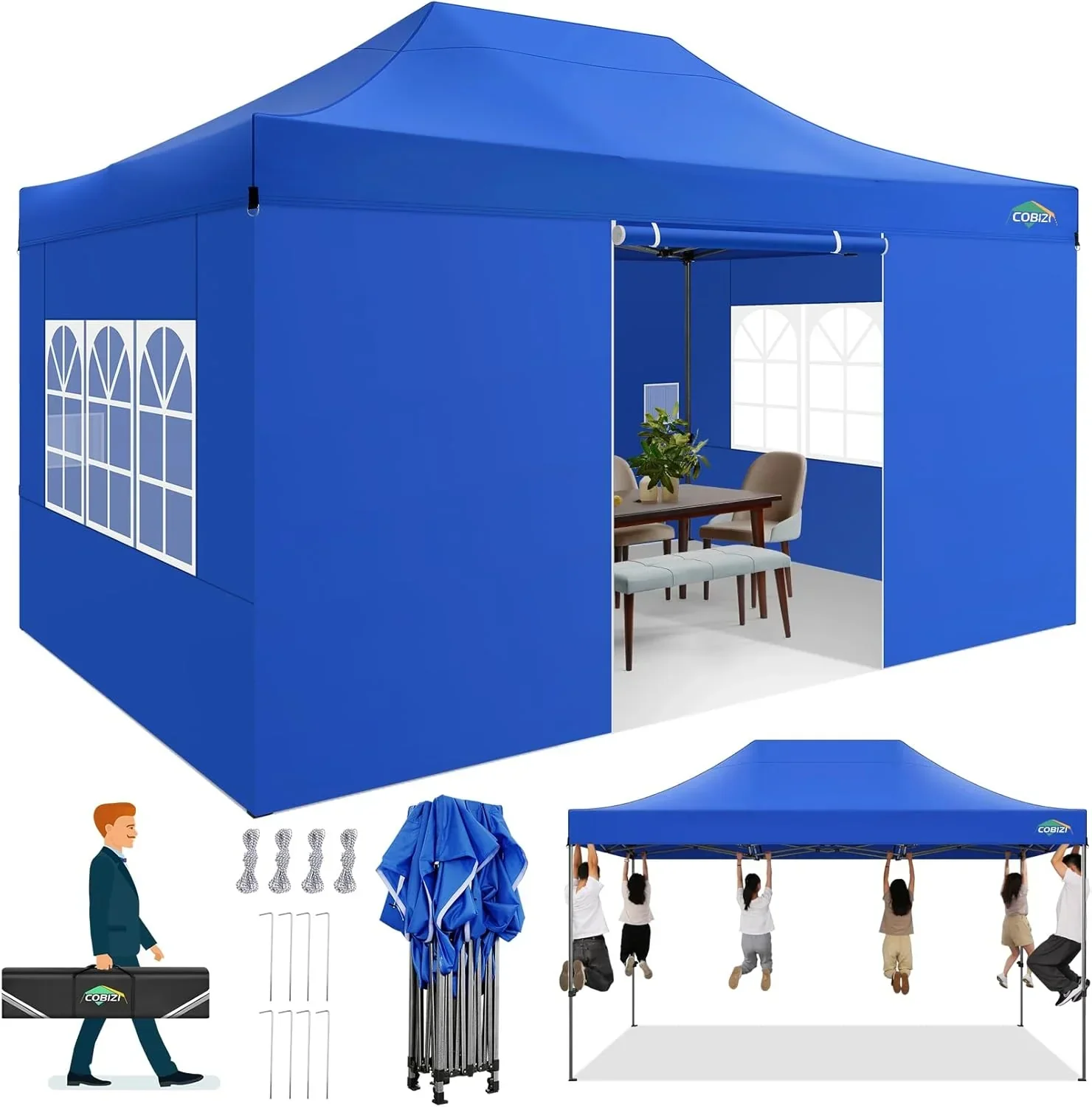 COBIZI 10x20 Heavy Duty Pop up Canopy Tent 6 sidewalls Commercial Canopy Wedding Party Tents