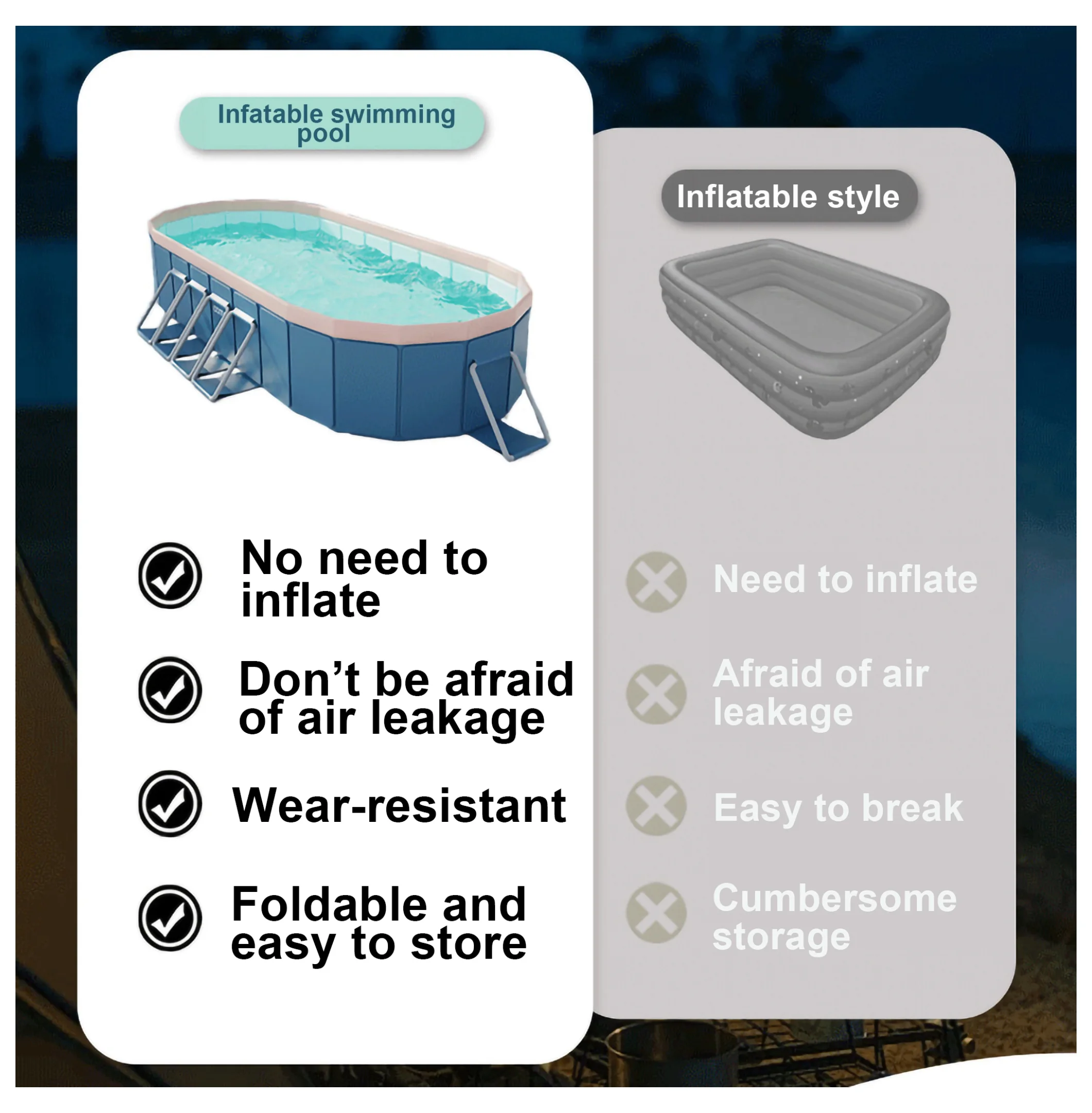 3.65m PVC Folding Pool - Outdoor Swimming Pool for Patio, Beach & Garden - Durable, Non-Inflatable, Easy Setup & Storage - Image 5