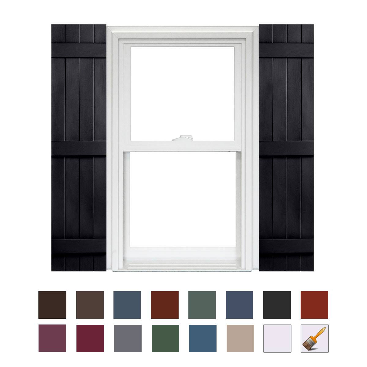 Homeside 4 Board and Batten Joined Vinyl Shutters (1 Pair) in Stock Now - 14-1/2 inch x 63 inch - 050 Black by BuyMBS.com(Black/14-1/2 Inch X 59 inch - 930)