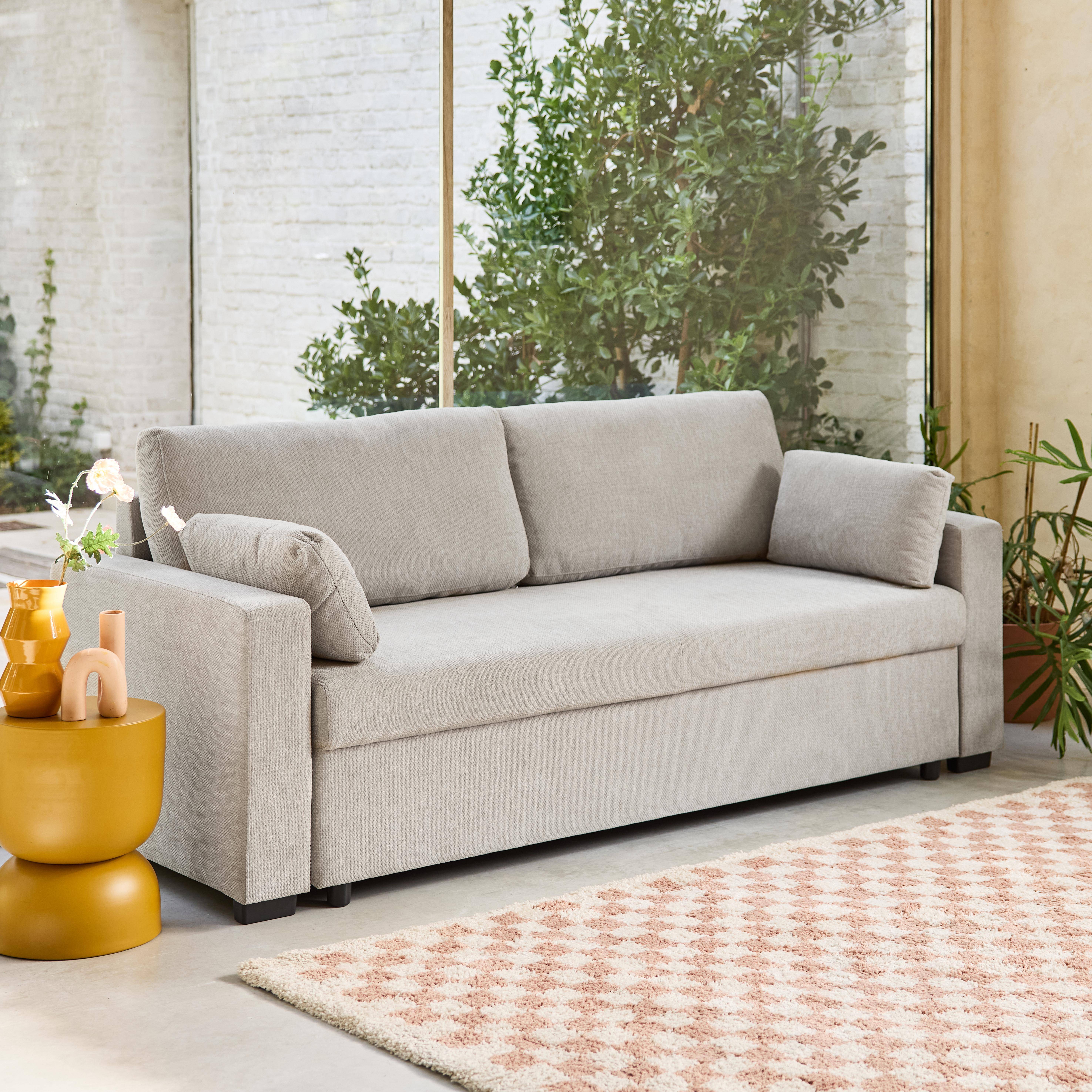 Easy - Sofá cama de tela liso de 3 plazas