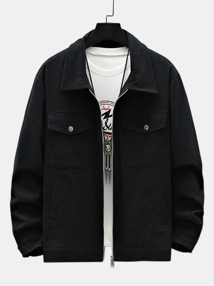 Crosscut Corduroy Zip Up Jacket