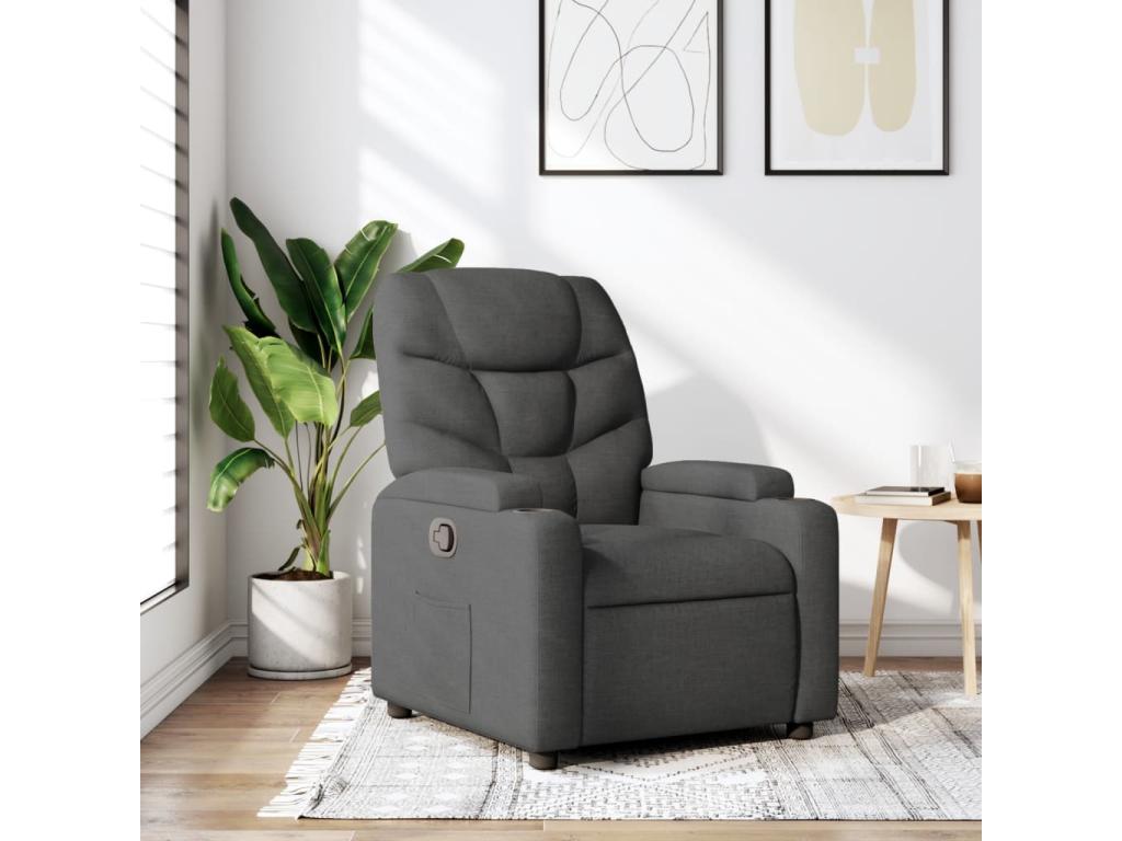 Sillón reclinable de tela gris oscuro