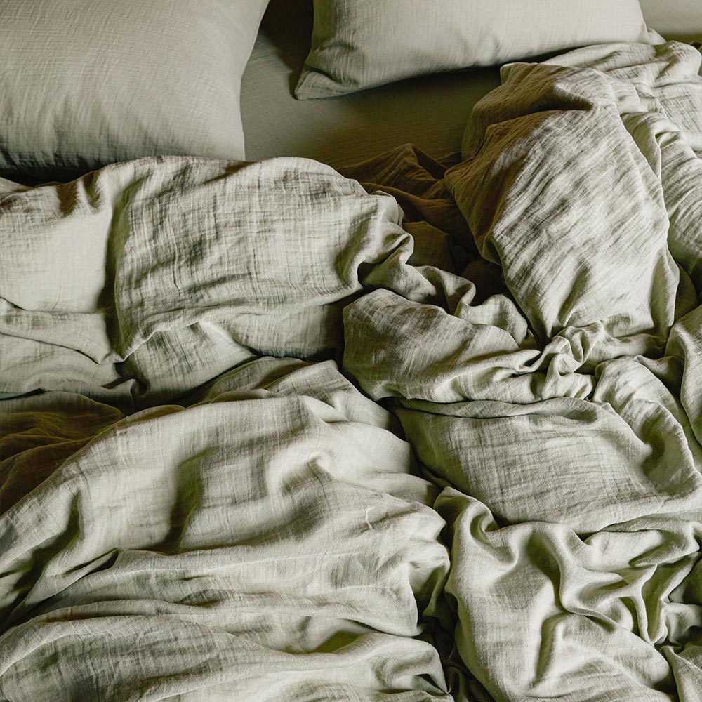 Housse de couette en gaze de coton - Vert 77 Rue de Varenne