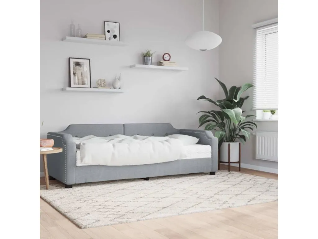 Sofá cama con colchón tela gris claro 80x200 cm 17244JVVM