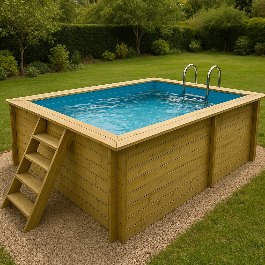 Piscina elevada Piscina rectangular Madera Natural Jardín 400x300x120 cm