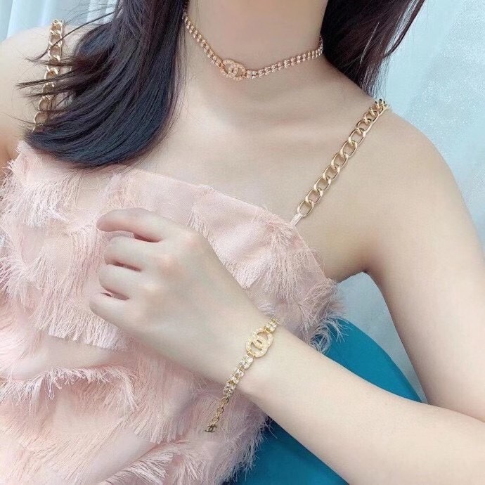 Chanel Prong-set Rhinestone Bracelet Earrings Necklace - Original Replica Club