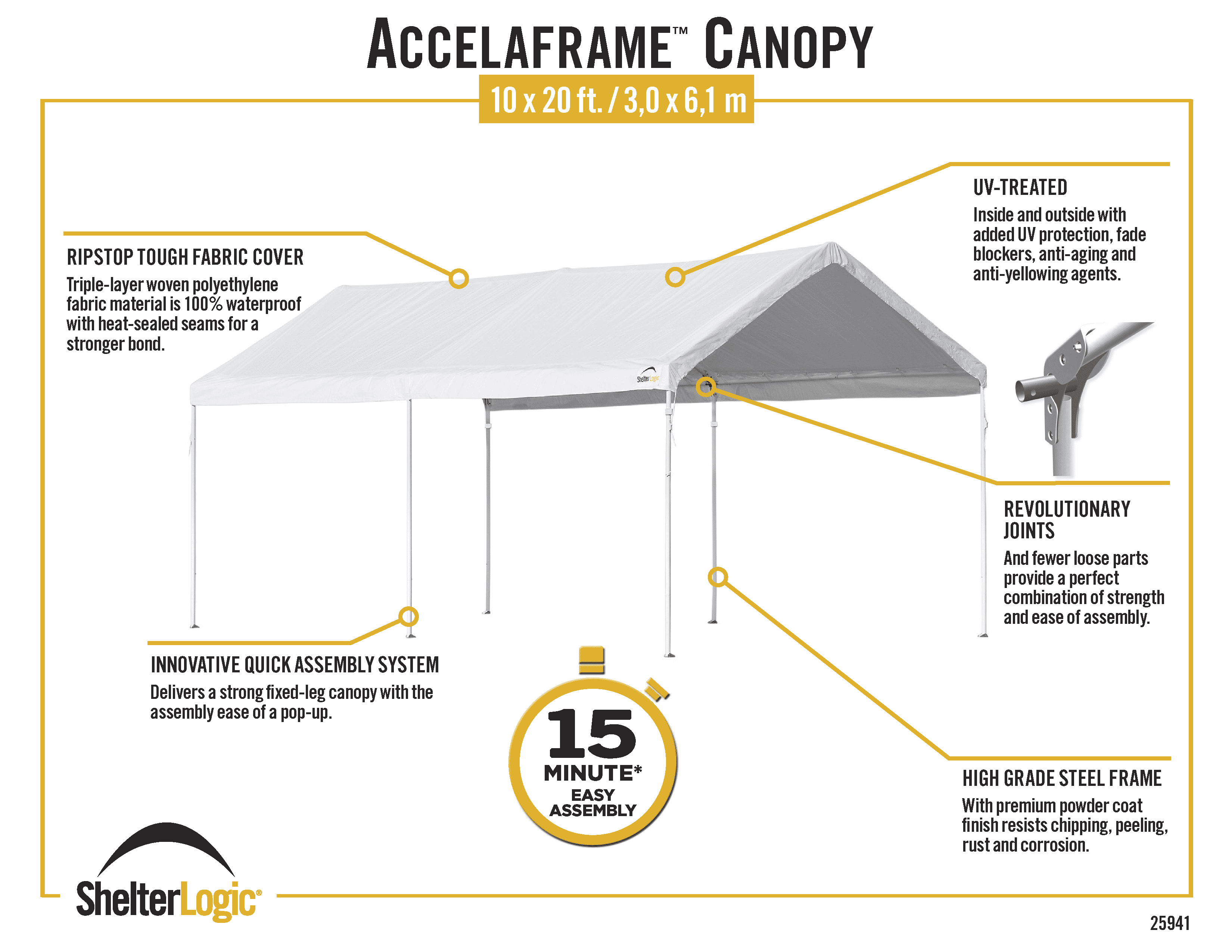 ShelterLogic AccelaFrame 10 x 20 x 10 ft White Canopy - image 2