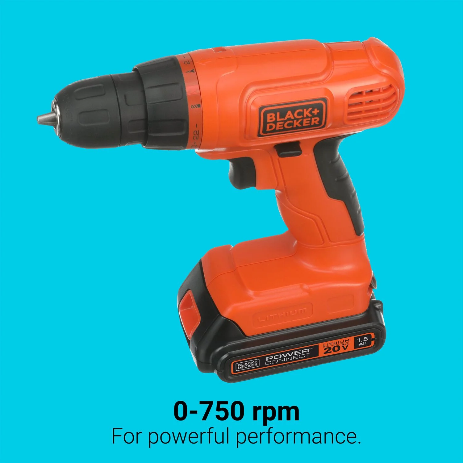 BLACK+DECKER 20V Cordless Drill, 1.5 Amps, 100 Piece Set, Battery and Charger Included - Image 5